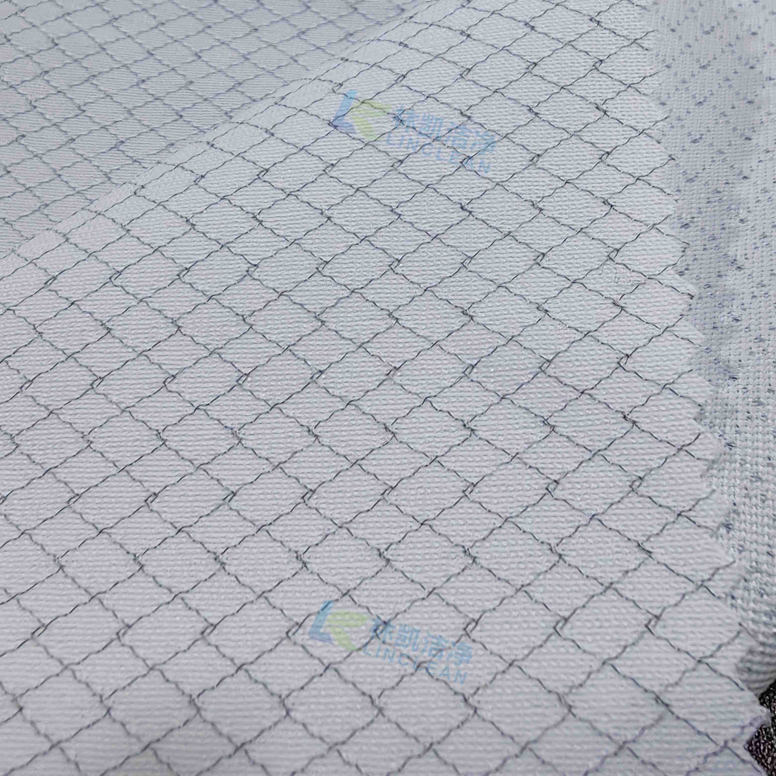 Diamond Anti-static Polyester Knitted Carbon Conductive ESD Fabric For Cleanroom Garment