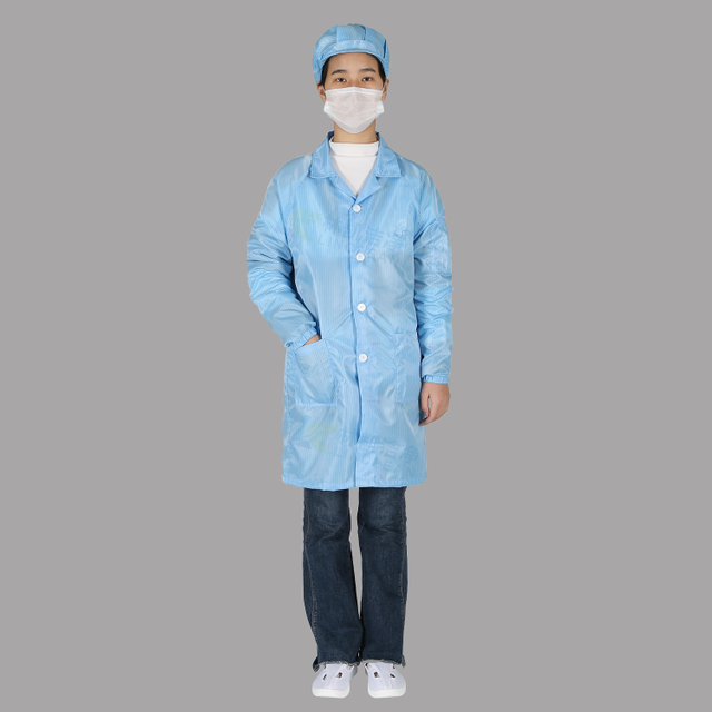 Polyester Safety Cleanroom Clothing Anti-static Dust ESD Lab Coat For PCB 