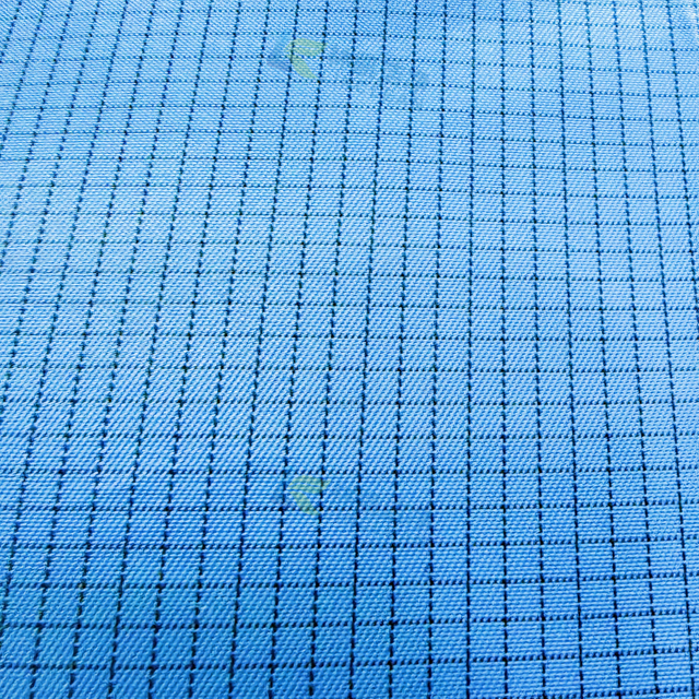 ESD Blue Grid 25mm Antistatic Fabric for Cleanroom Uniform