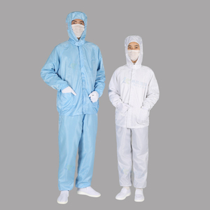 Stripe Grid Unisex Workwear Anti Static Cleanroom Lab Jacket Hooded ESD workwear 