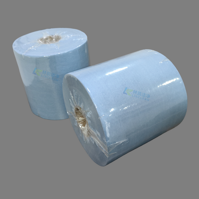 Perforated Industrial Disposable 60GSM Blue Industrial Roller Cleanroom Paper